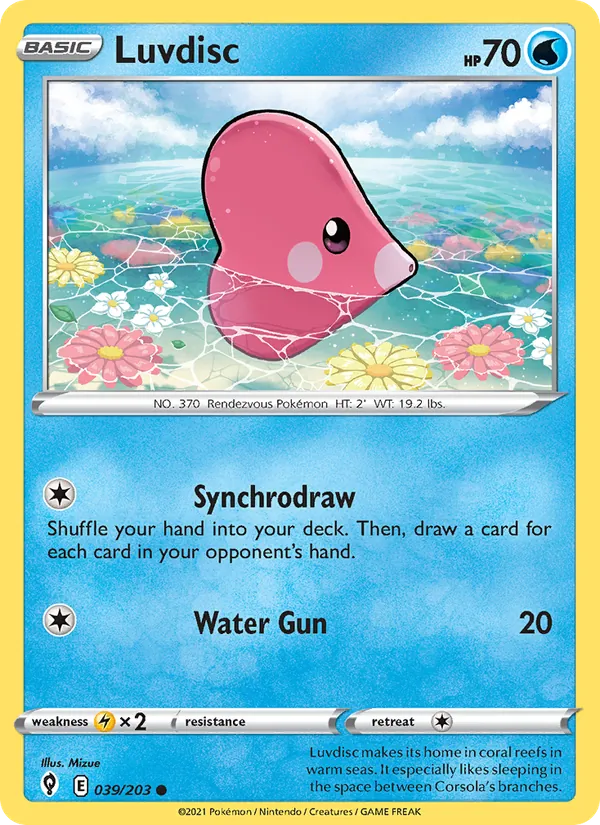 Luvdisc — Evolving Skies #39 (Pokémon TCG card)