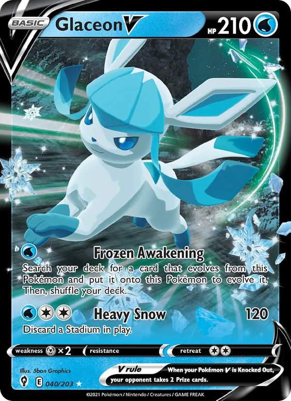 Glaceon V — Evolving Skies #40 (Pokémon TCG card)