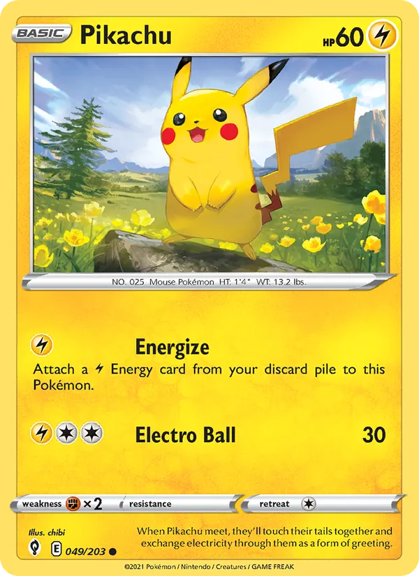 Pikachu — Evolving Skies #49 (Pokémon TCG card)