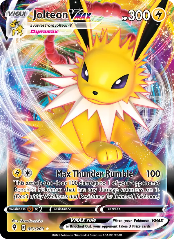 Jolteon VMAX — Evolving Skies #51 (Pokémon TCG card)