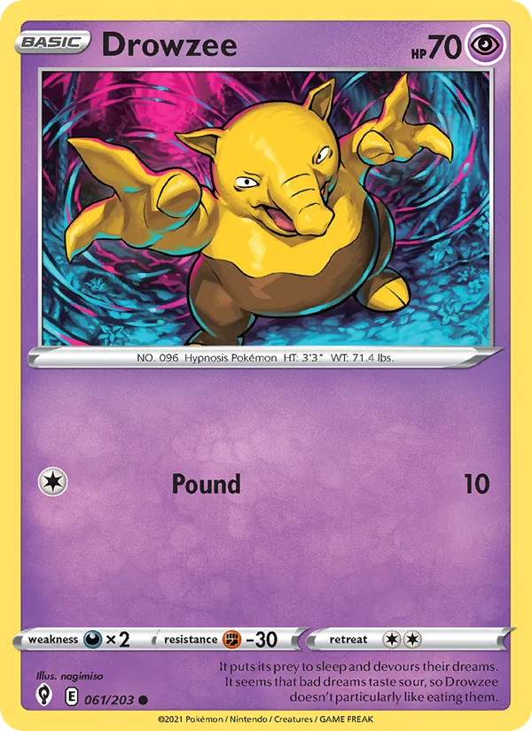 Drowzee — Evolving Skies #61 (Pokémon TCG card)