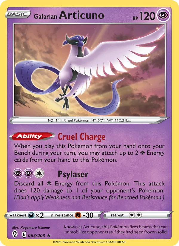 Galarian Articuno — Evolving Skies #63 (Pokémon TCG card)