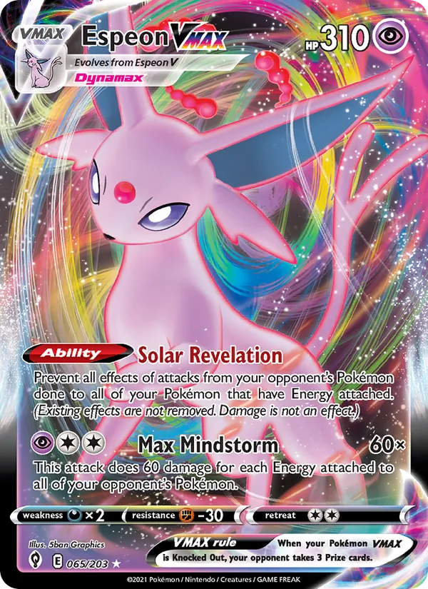 Espeon VMAX — Evolving Skies #65 (Pokémon TCG card)