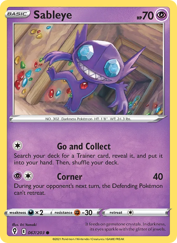 Sableye — Evolving Skies #67 (Pokémon TCG card)