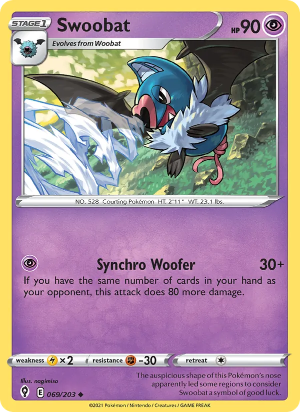 Swoobat — Evolving Skies #69 (Pokémon TCG card)