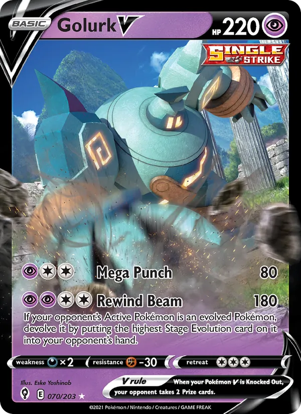 Golurk V — Evolving Skies #70 (Pokémon TCG card)