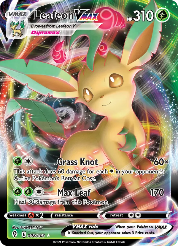 Leafeon VMAX — Evolving Skies #8 (Pokémon TCG card)