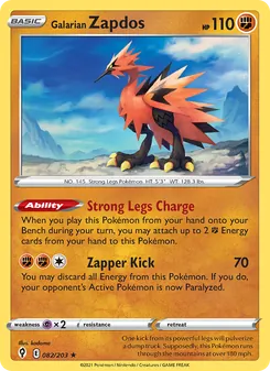 Galarian Zapdos (Evolving Skies #82)