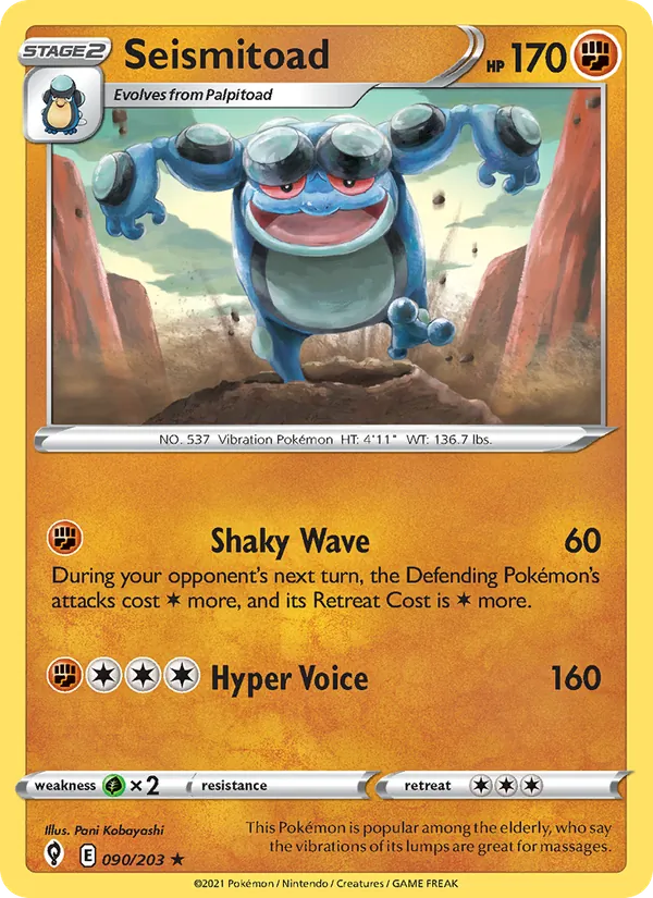 Seismitoad — Evolving Skies #90 (Pokémon TCG card)