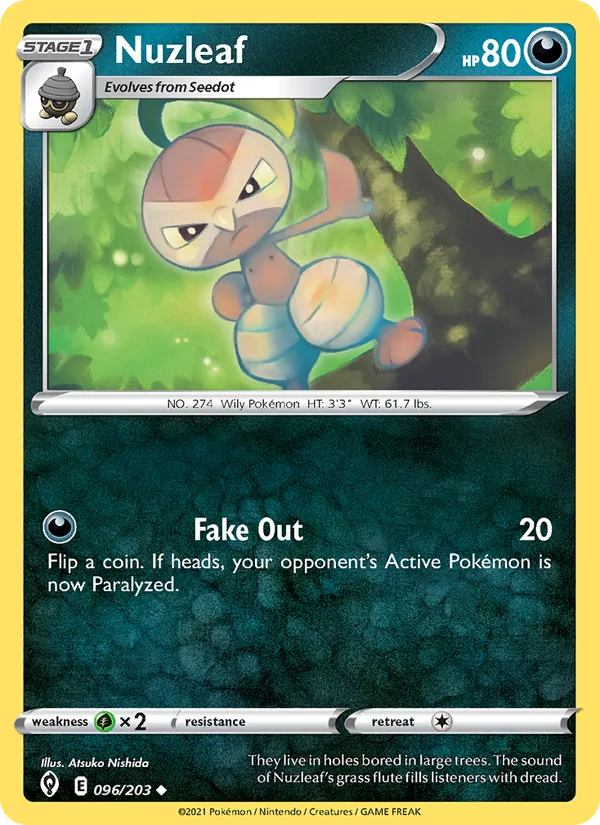 Nuzleaf — Evolving Skies #96 (Pokémon TCG card)