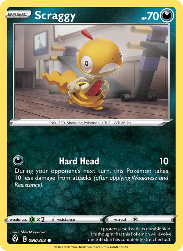 Scraggy — Evolving Skies #98 (Pokémon TCG card)