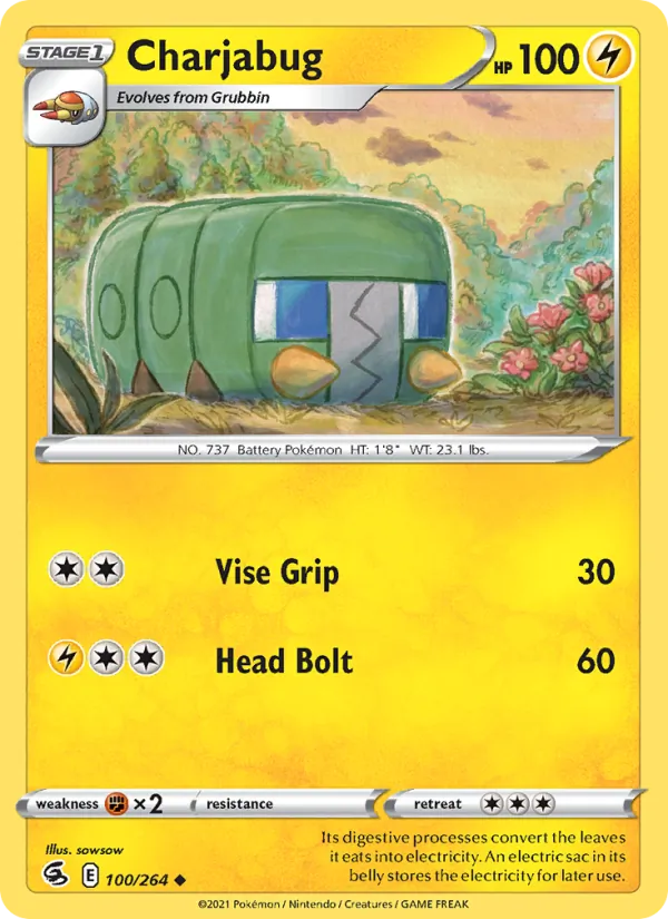 Charjabug — Fusion Strike #100 (Pokémon TCG card)