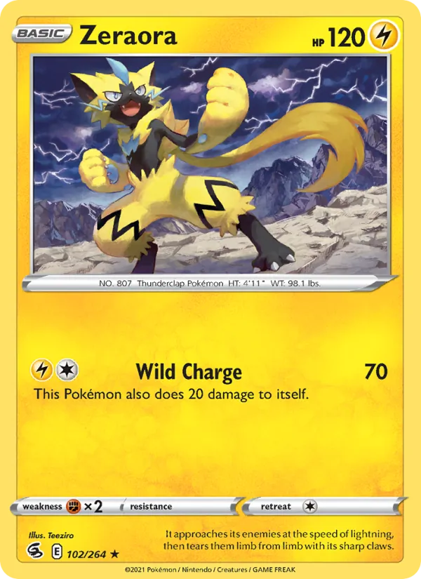Zeraora — Fusion Strike #102 (Pokémon TCG card)