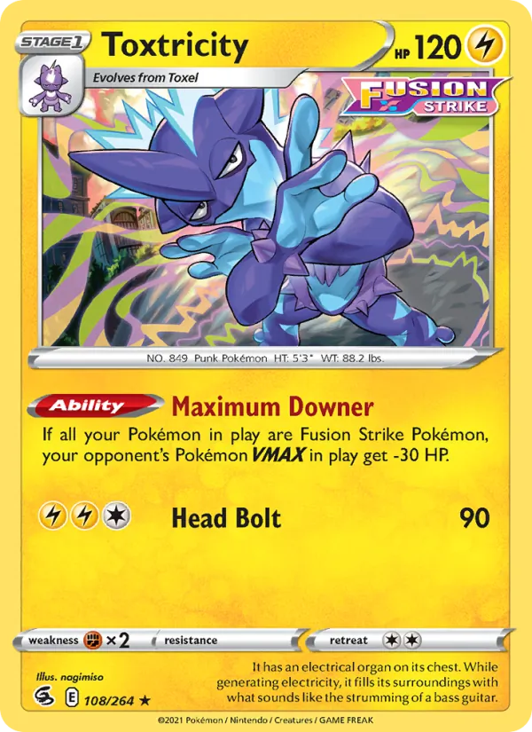 Toxtricity — Fusion Strike #108 (Pokémon TCG card)