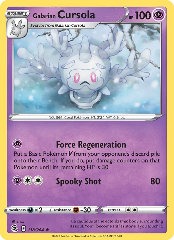 Galarian Cursola — Fusion Strike #118 (Pokémon TCG card)