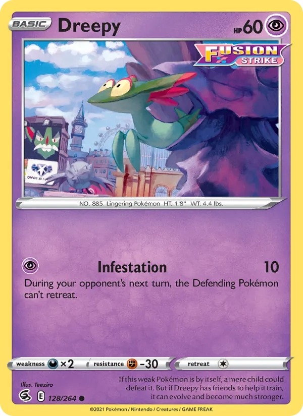 Dreepy — Fusion Strike #128 (Pokémon TCG card)