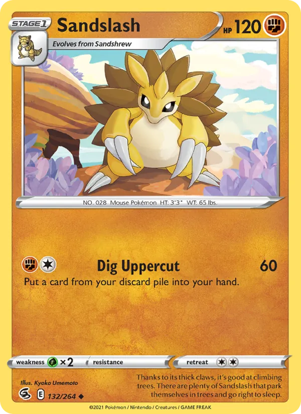 Sandslash — Fusion Strike #132 (Pokémon TCG card)