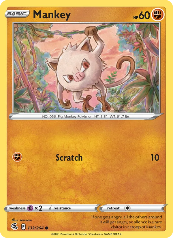 Mankey — Fusion Strike #133 (Pokémon TCG card)