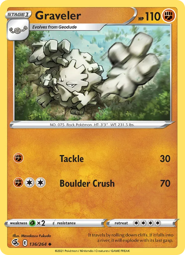 Graveler — Fusion Strike #136 (Pokémon TCG card)