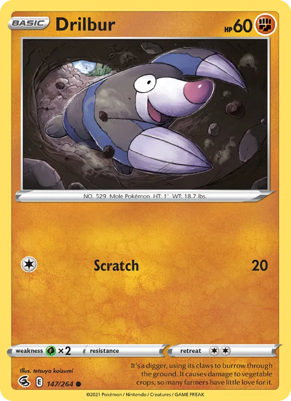 Drilbur — Fusion Strike #147 (Pokémon TCG card)