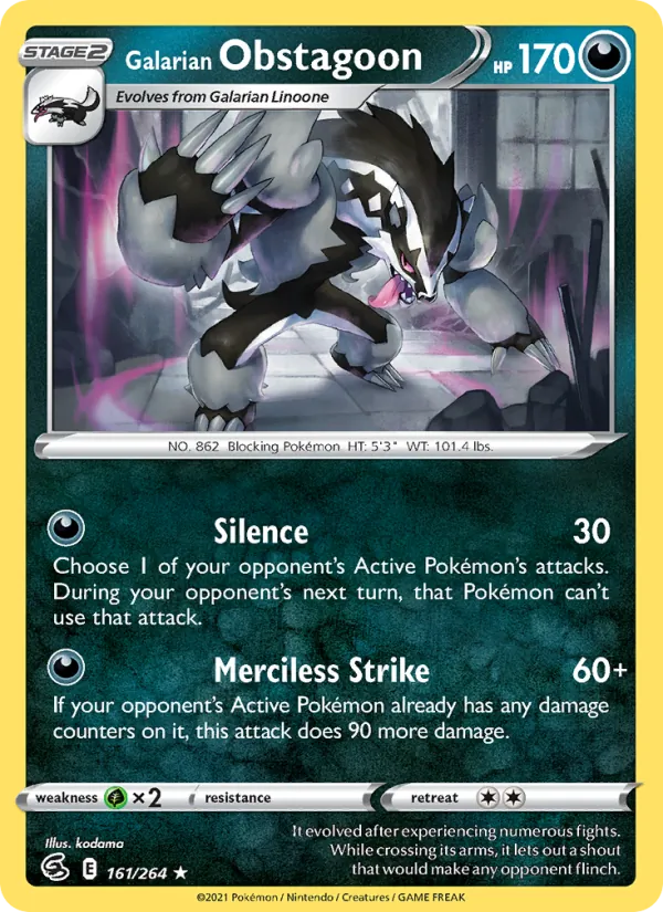 Galarian Obstagoon — Fusion Strike #161 (Pokémon TCG card)