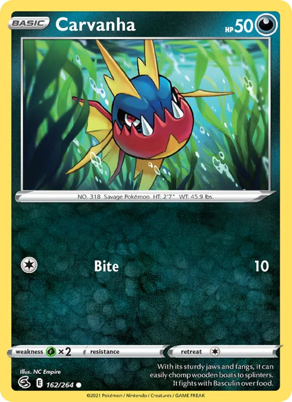 Carvanha — Fusion Strike #162 (Pokémon TCG card)