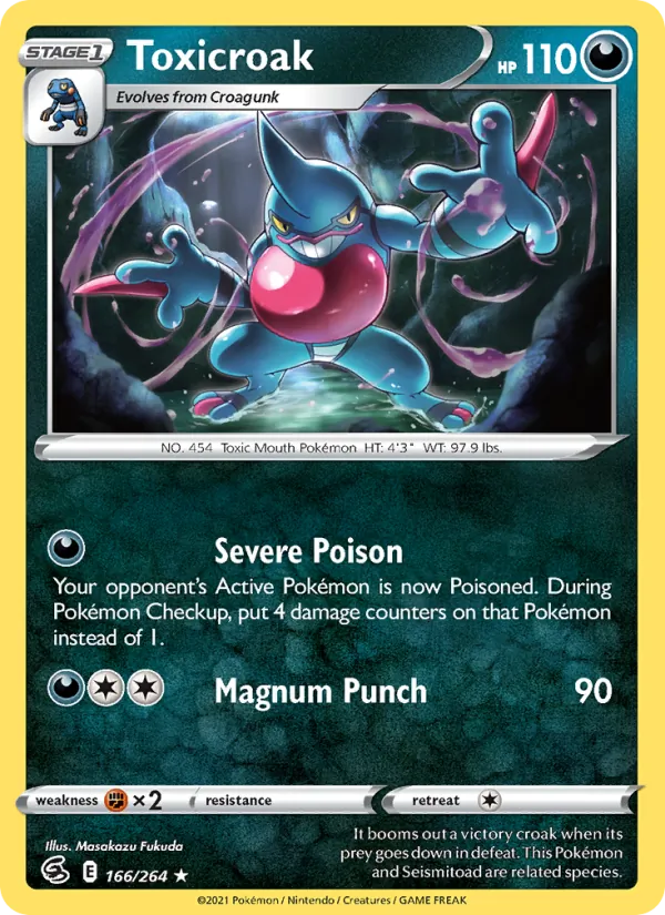 Toxicroak — Fusion Strike #166 (Pokémon TCG card)