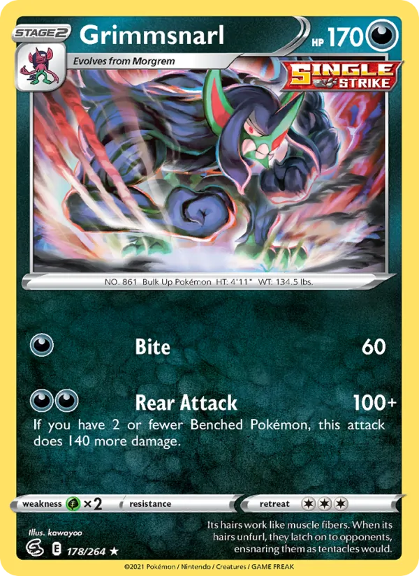 Grimmsnarl — Fusion Strike #178 (Pokémon TCG card)