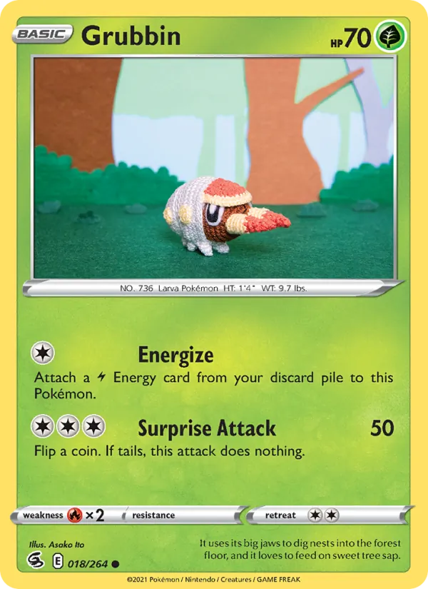 Grubbin — Fusion Strike #18 (Pokémon TCG card)