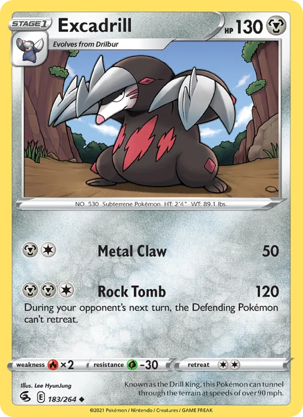 Excadrill — Fusion Strike #183 (Pokémon TCG card)