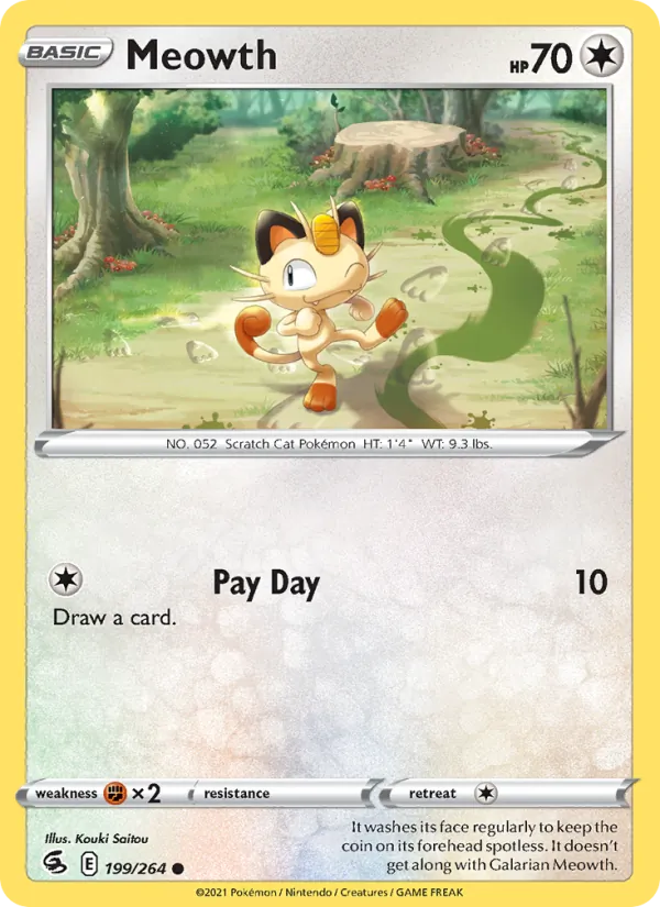 Meowth — Fusion Strike #199 (Pokémon TCG card)