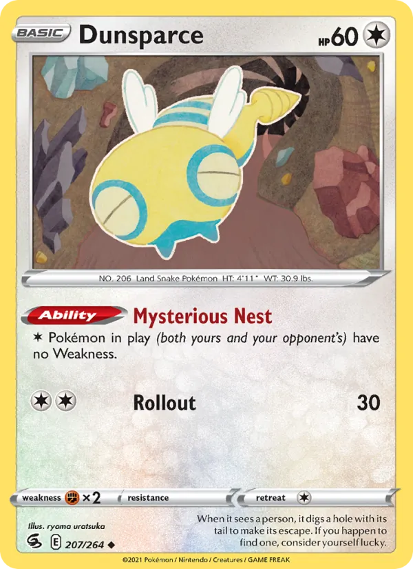 Dunsparce — Fusion Strike #207 (Pokémon TCG card)