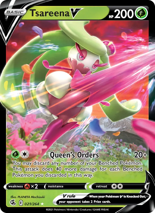 Tsareena V — Fusion Strike #21 (Pokémon TCG card)