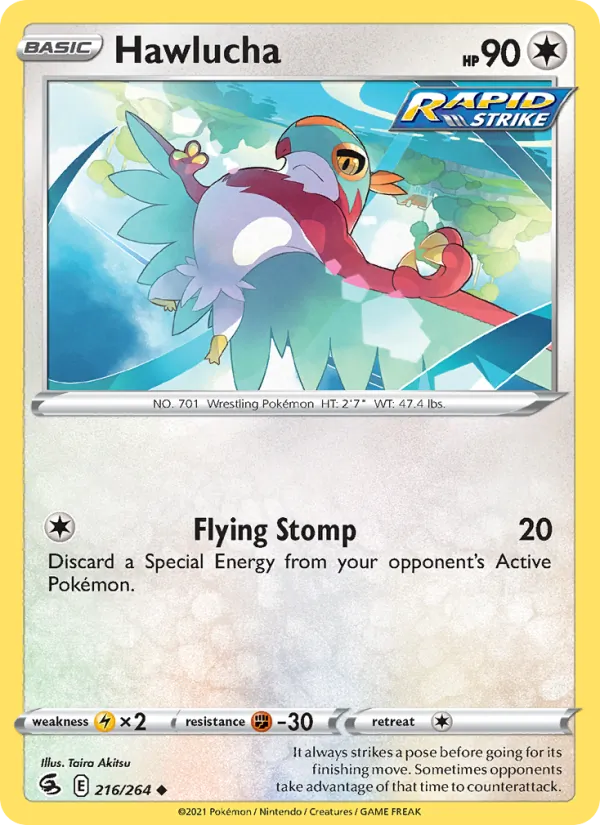 Hawlucha — Fusion Strike #216 (Pokémon TCG card)