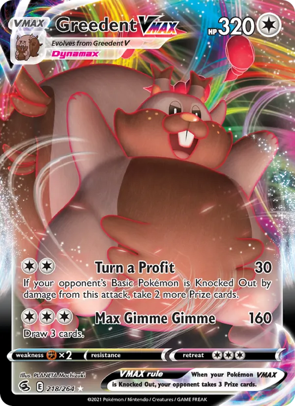 Greedent VMAX — Fusion Strike #218 (Pokémon TCG card)