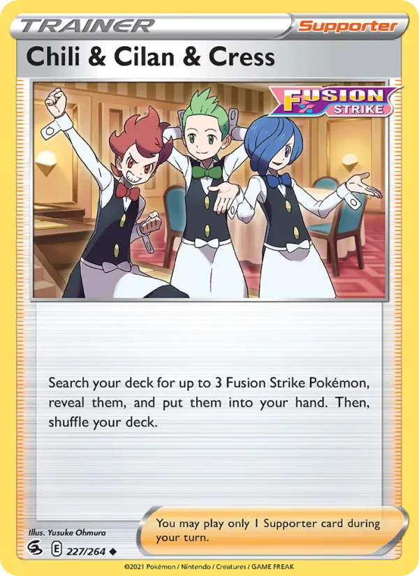 Chili & Cilan & Cress — Fusion Strike #227 (Pokémon TCG card)
