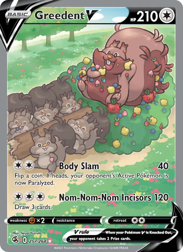 Greedent V — Fusion Strike #257 (Pokémon TCG card)