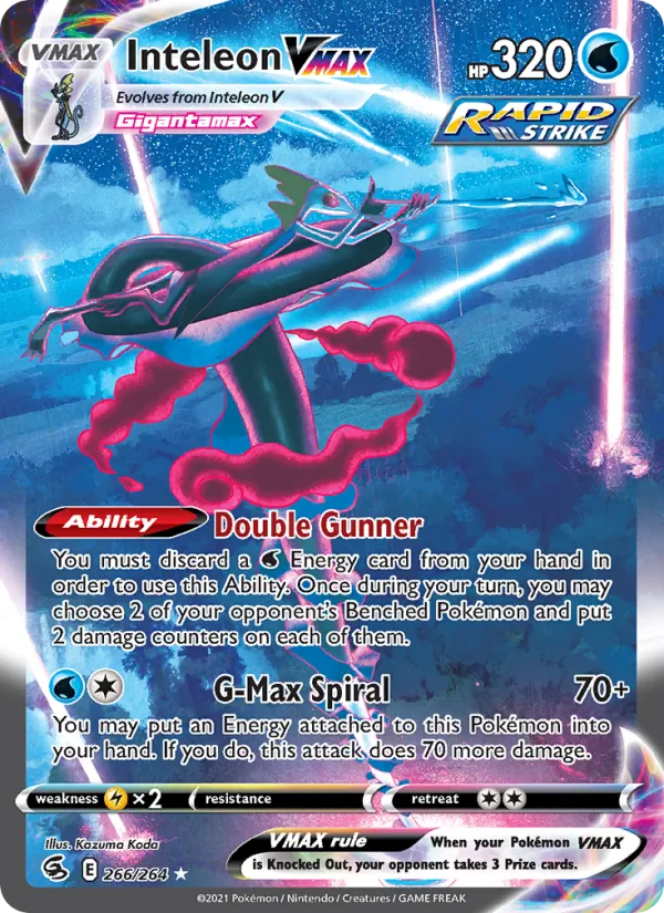 Inteleon VMAX — Fusion Strike #266 (Pokémon TCG card)