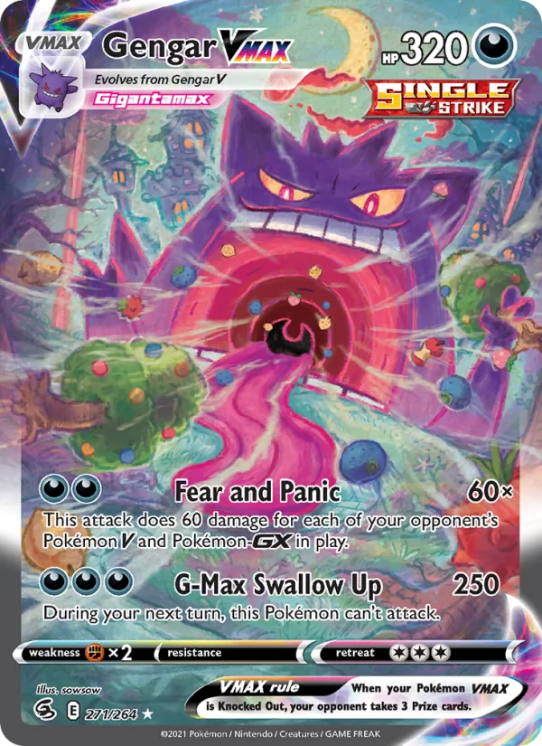 Gengar VMAX — Fusion Strike #271 (Pokémon TCG card)
