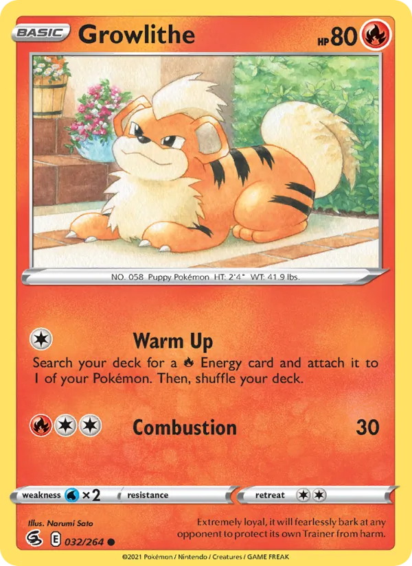 Growlithe — Fusion Strike #32 (Pokémon TCG card)