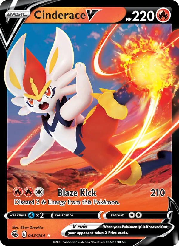 Cinderace V — Fusion Strike #43 (Pokémon TCG card)