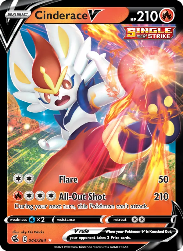 Cinderace V — Fusion Strike #44 (Pokémon TCG card)