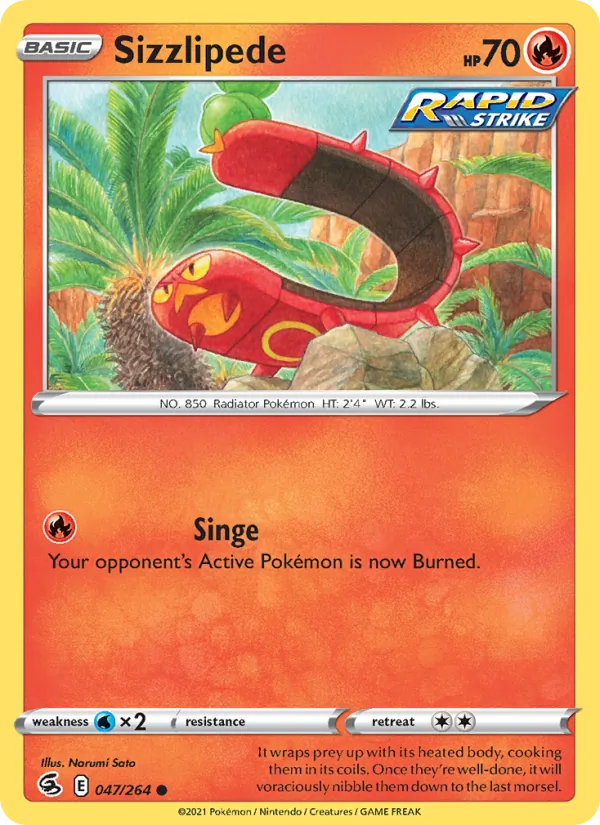 Sizzlipede — Fusion Strike #47 (Pokémon TCG card)