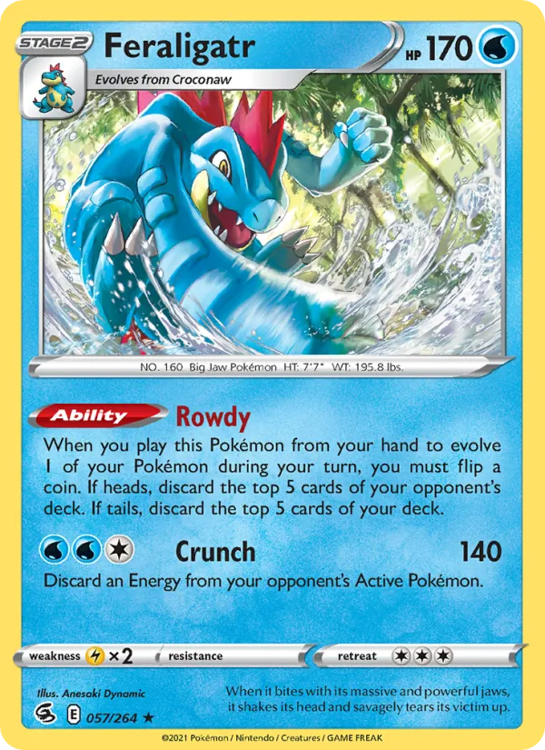 Feraligatr — Fusion Strike #57 (Pokémon TCG card)
