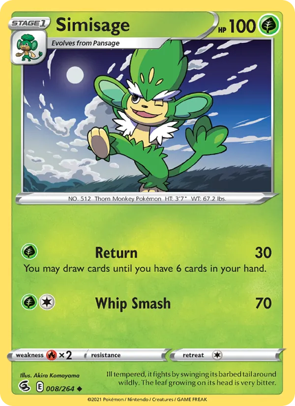 Simisage — Fusion Strike #8 (Pokémon TCG card)