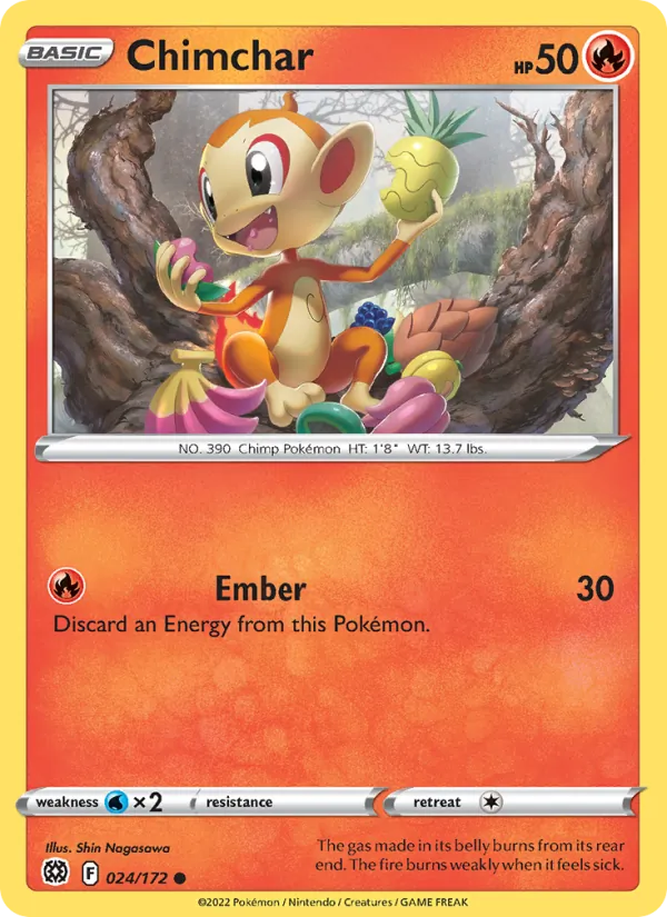Chimchar — Brilliant Stars #024 (Pokémon TCG card)