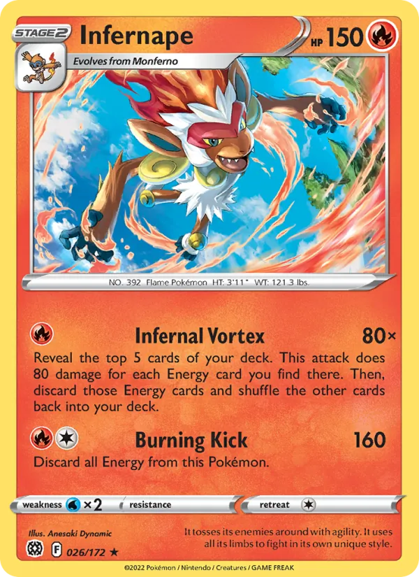 Infernape — Brilliant Stars #026 (Pokémon TCG card)