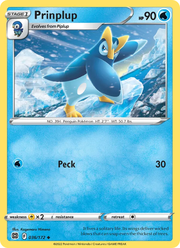 Prinplup — Brilliant Stars #036 (Pokémon TCG card)