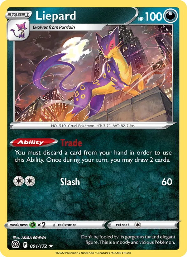Liepard — Brilliant Stars #091 (Pokémon TCG card)