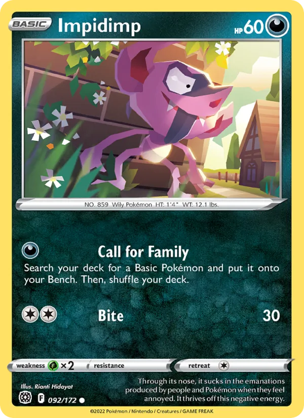 Impidimp — Brilliant Stars #092 (Pokémon TCG card)